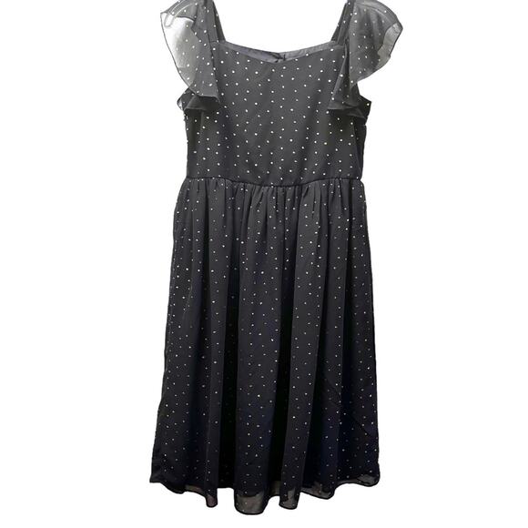 Pippa & Julie black with gold dot sparkle flutter sleeve chiffon dress size 12 - Picture 5 of 9
